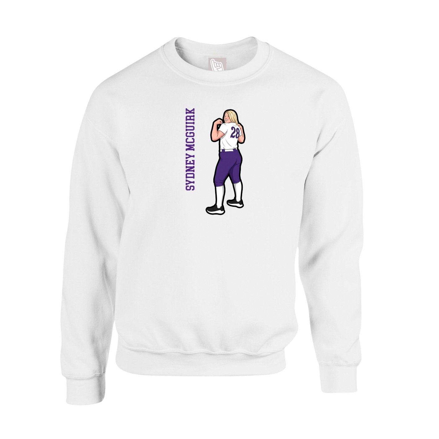 Fleece Crew — Name Vertical in White