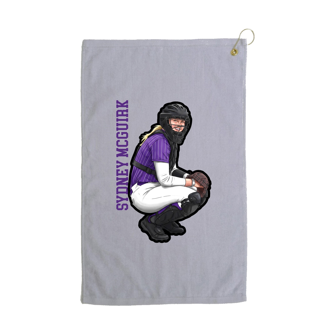 Golf Towel — Name Vertical in Grey