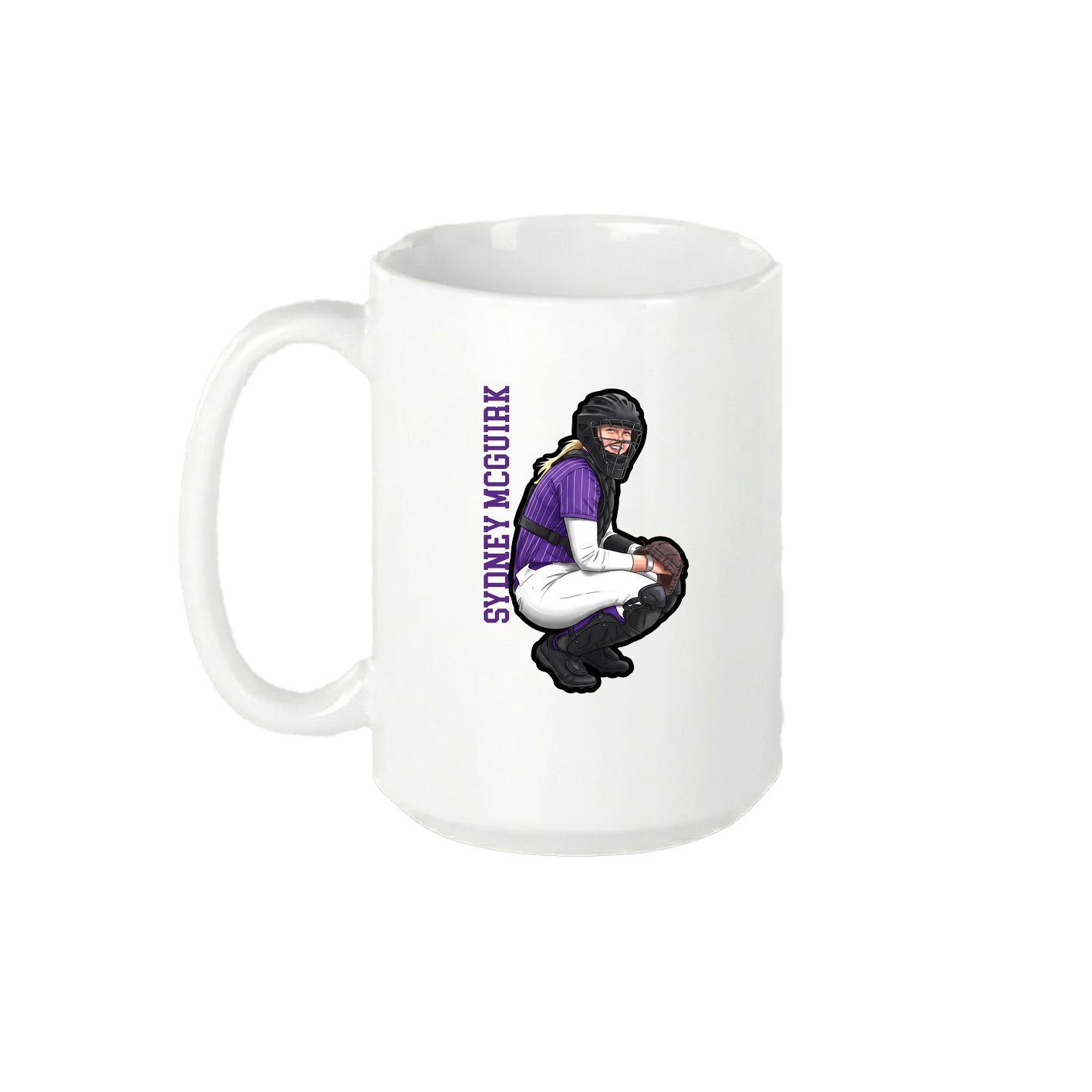 15oz Coffee Mug — Name Vertical in White