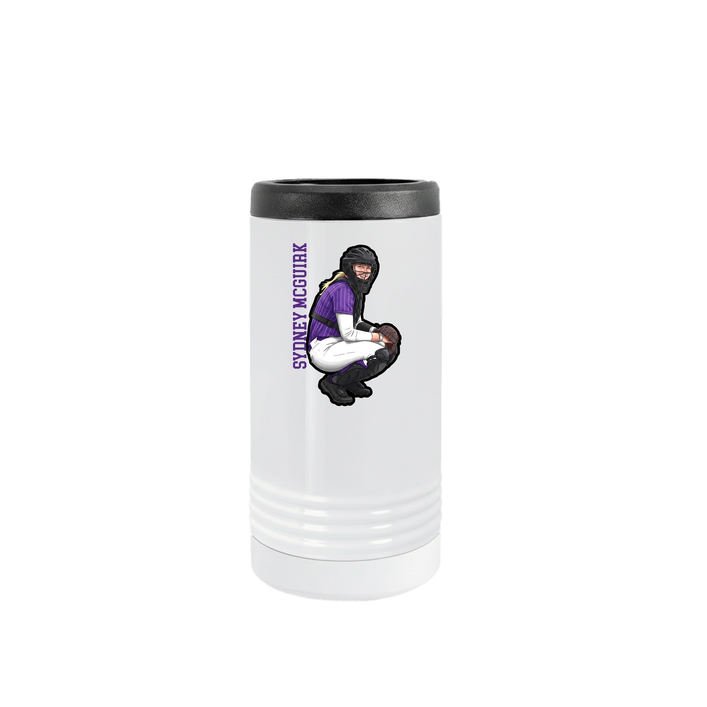 Slim Beverage Holder — Name Vertical in White