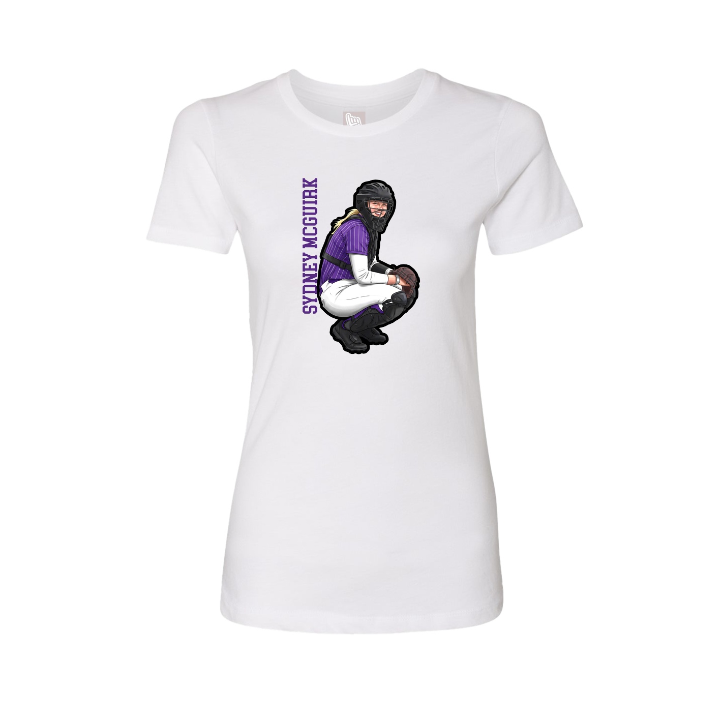 Fitted Women's Tee — Name Vertical in White