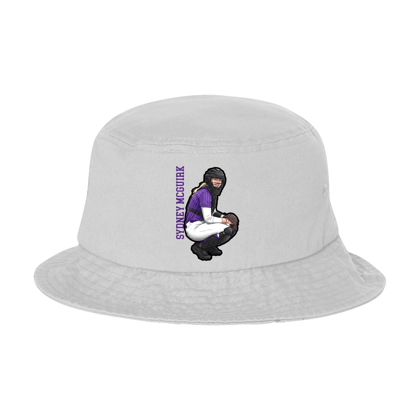 Bucket Cap — Name Vertical in White