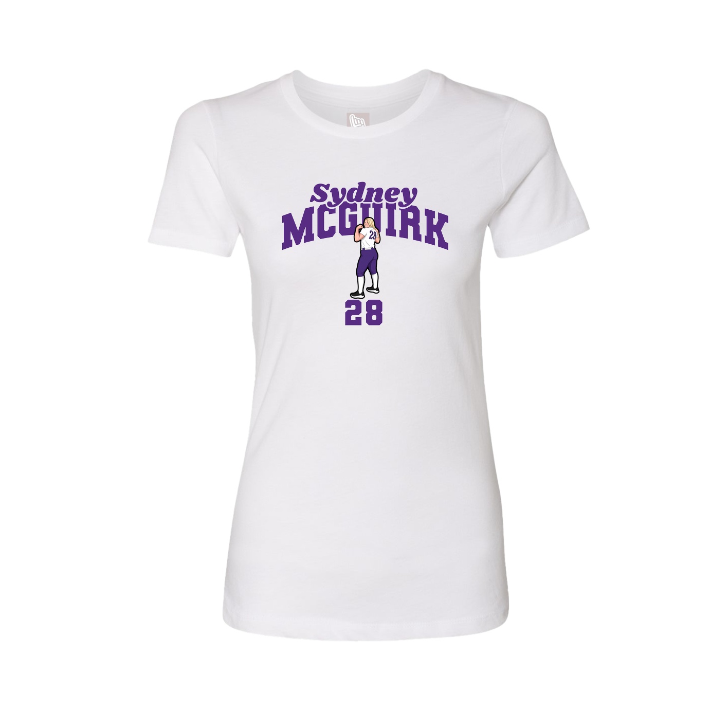 Fitted Women's Tee — Signature Arch in White