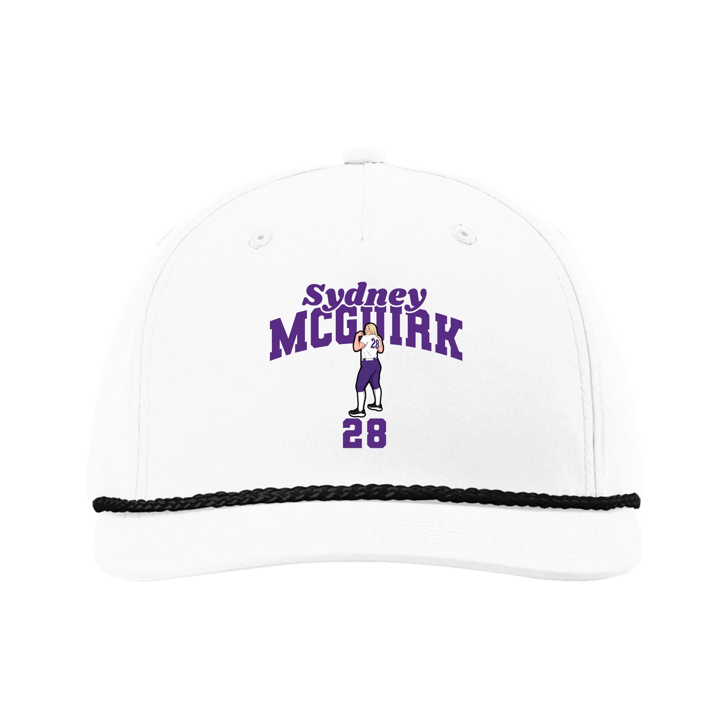 Five-Panel Classic Rope Cap — Signature Arch in White