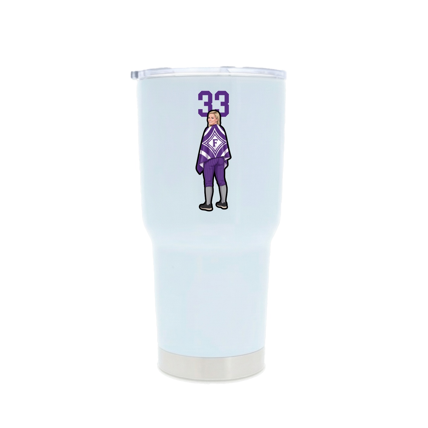 30oz Stainless Steel Tumbler — Number Top in White