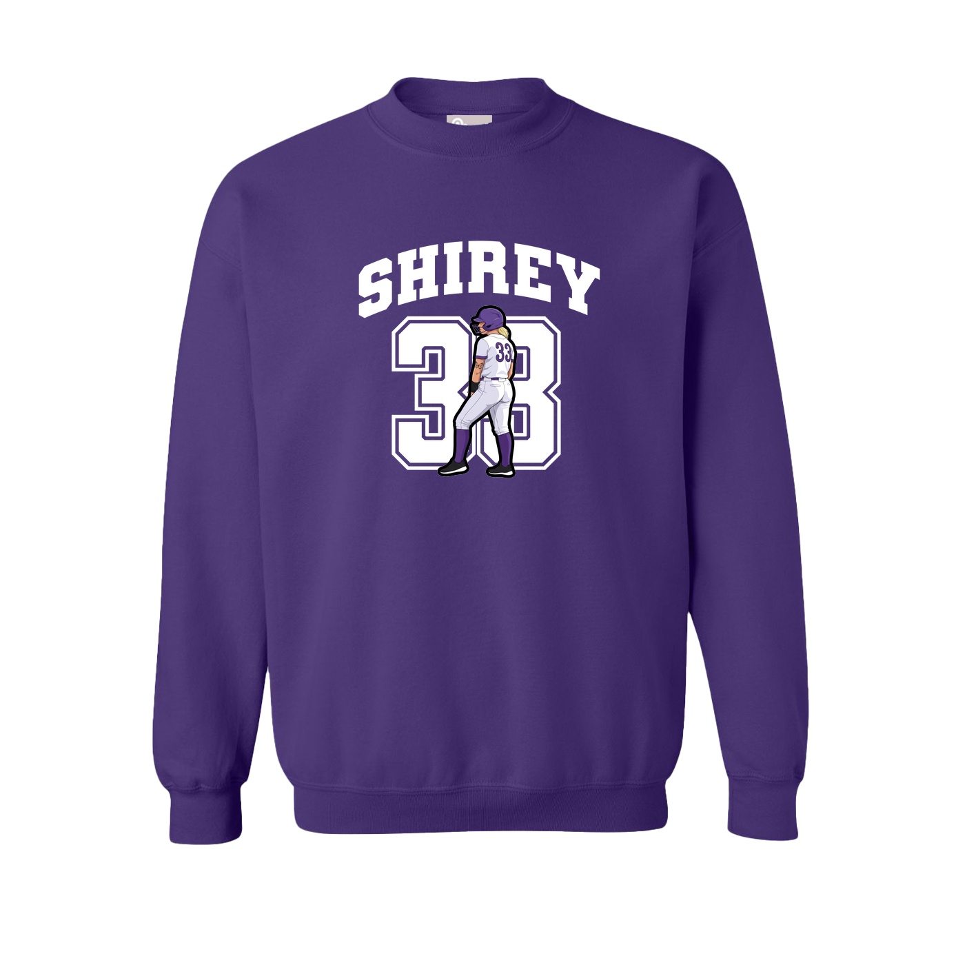 Fleece Crew — Number in Purple