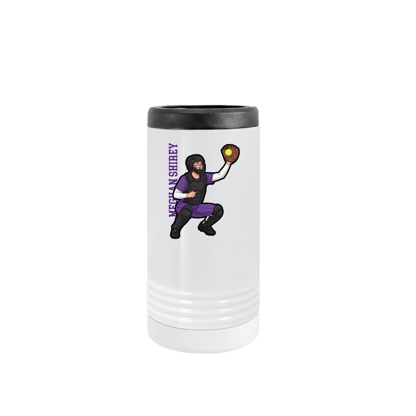 Slim Beverage Holder — Name Vertical in White