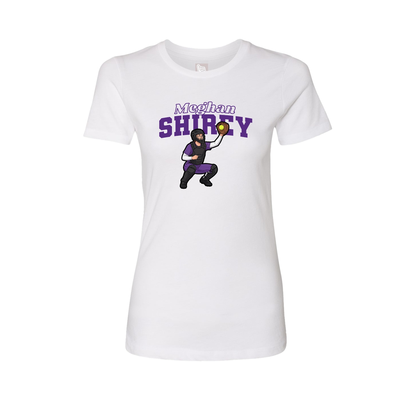Fitted Women's Tee — Name Arch in White