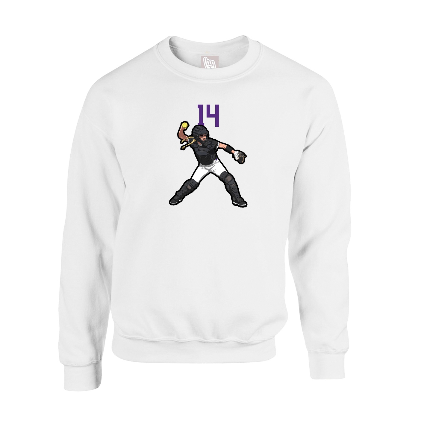 Fleece Crew — Number Top in White
