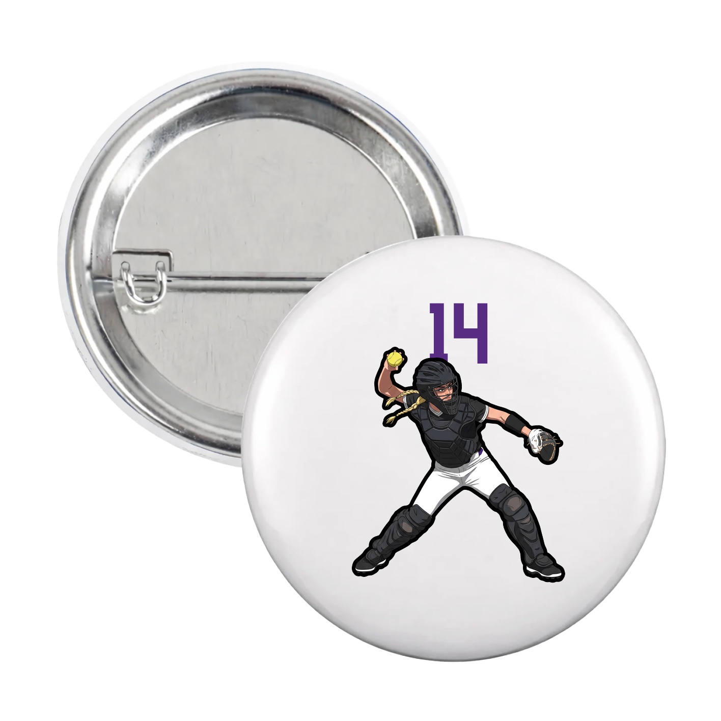 Game Day Button — Number Top in White