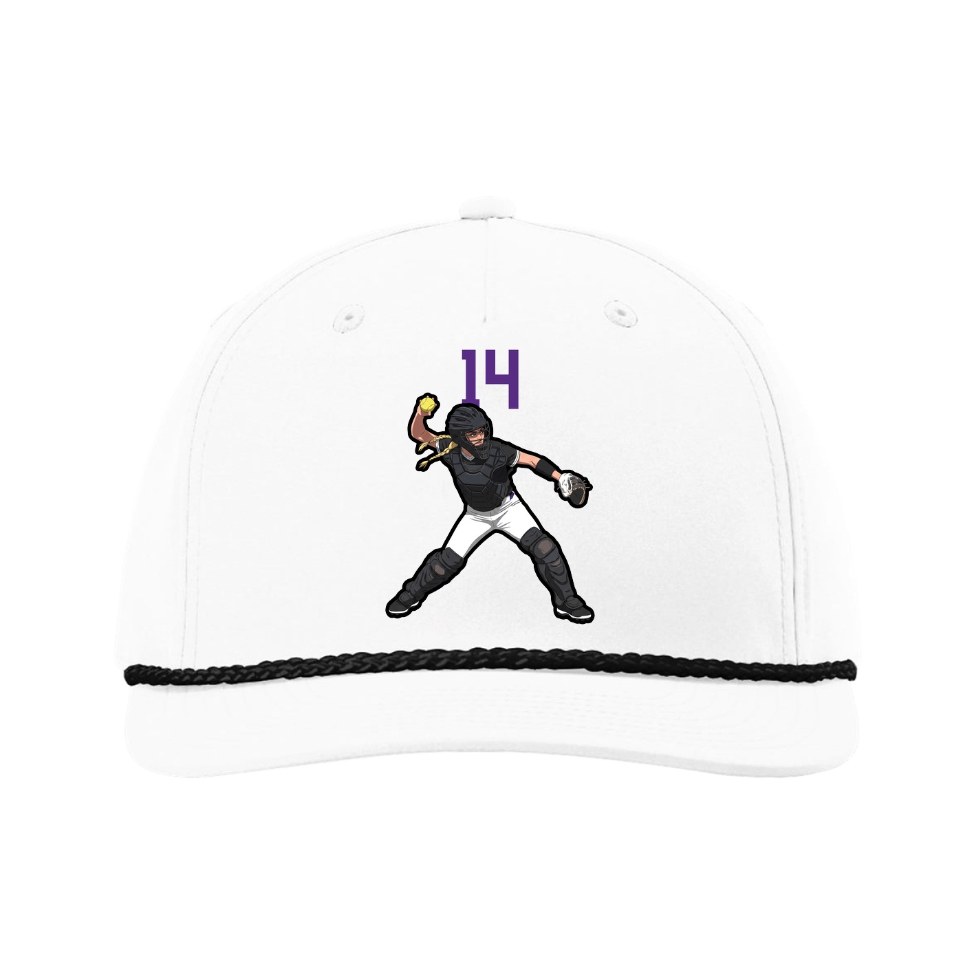 Five-Panel Classic Rope Cap — Number Top in White