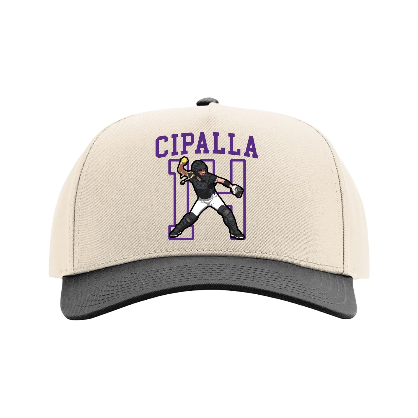 Full Fabric Five-Panel Champ Cap — Shirsey in Cream/Black