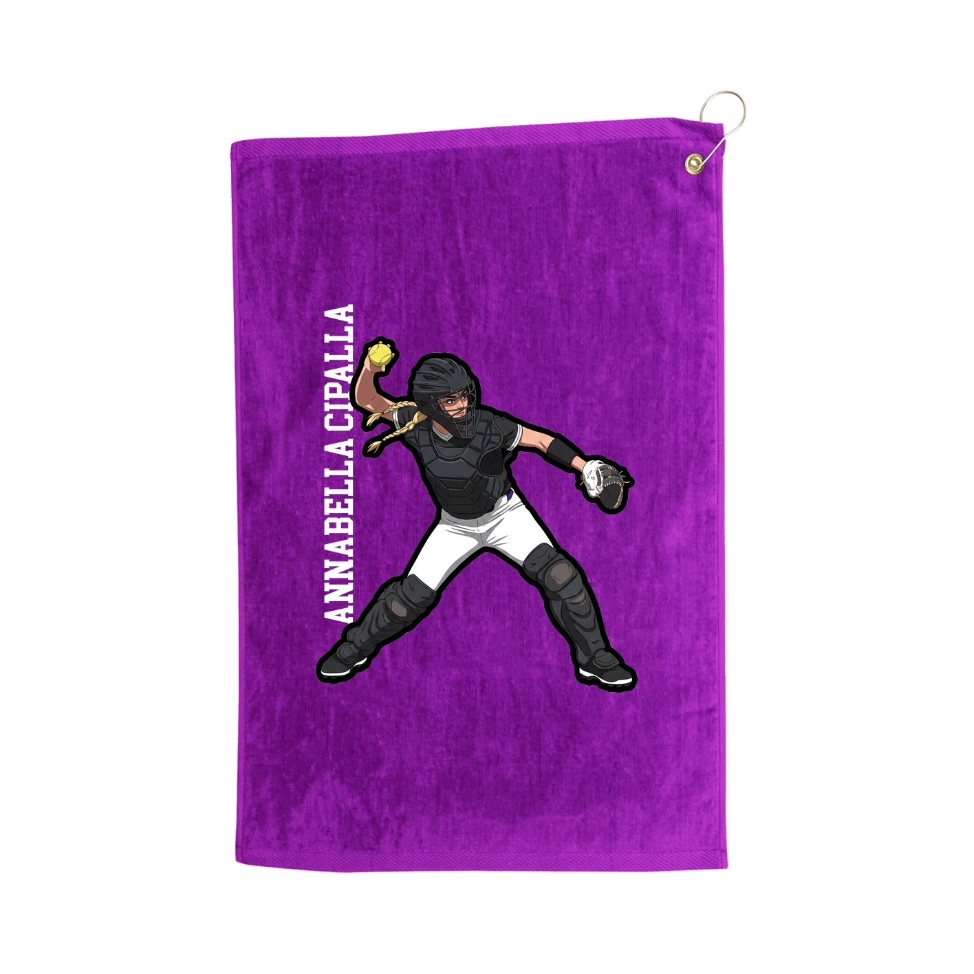 Golf Towel — Name Vertical in Purple