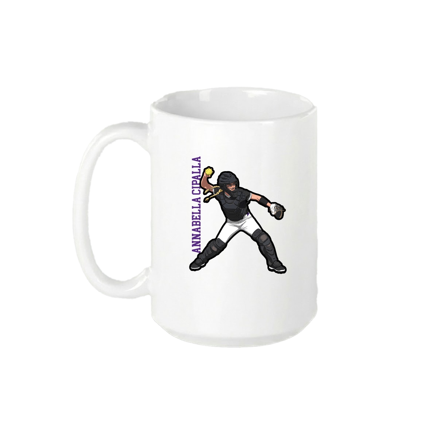 15oz Coffee Mug — Name Vertical in White
