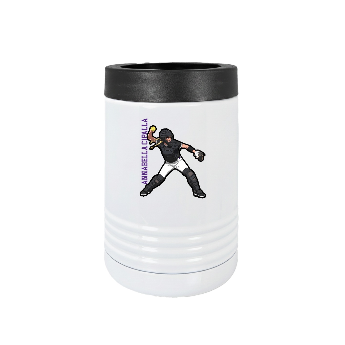 Beverage Holder — Name Vertical in White