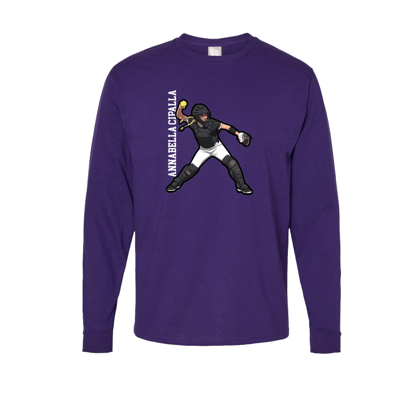 Long Sleeve Tee — Name Vertical in Purple