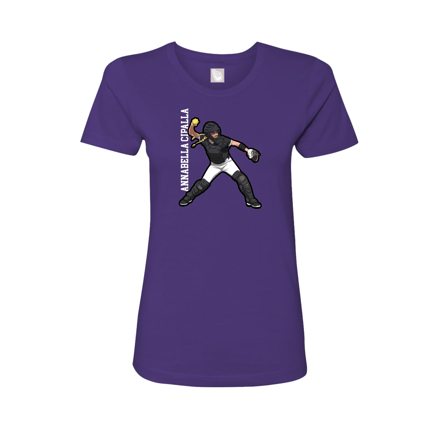 Womens Tee — Name Vertical in Purple