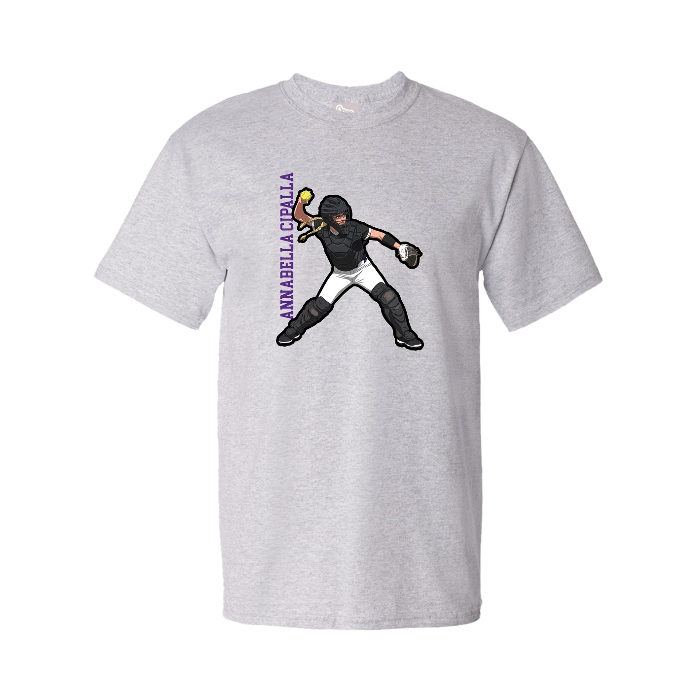 Youth Tee — Name Vertical in Grey