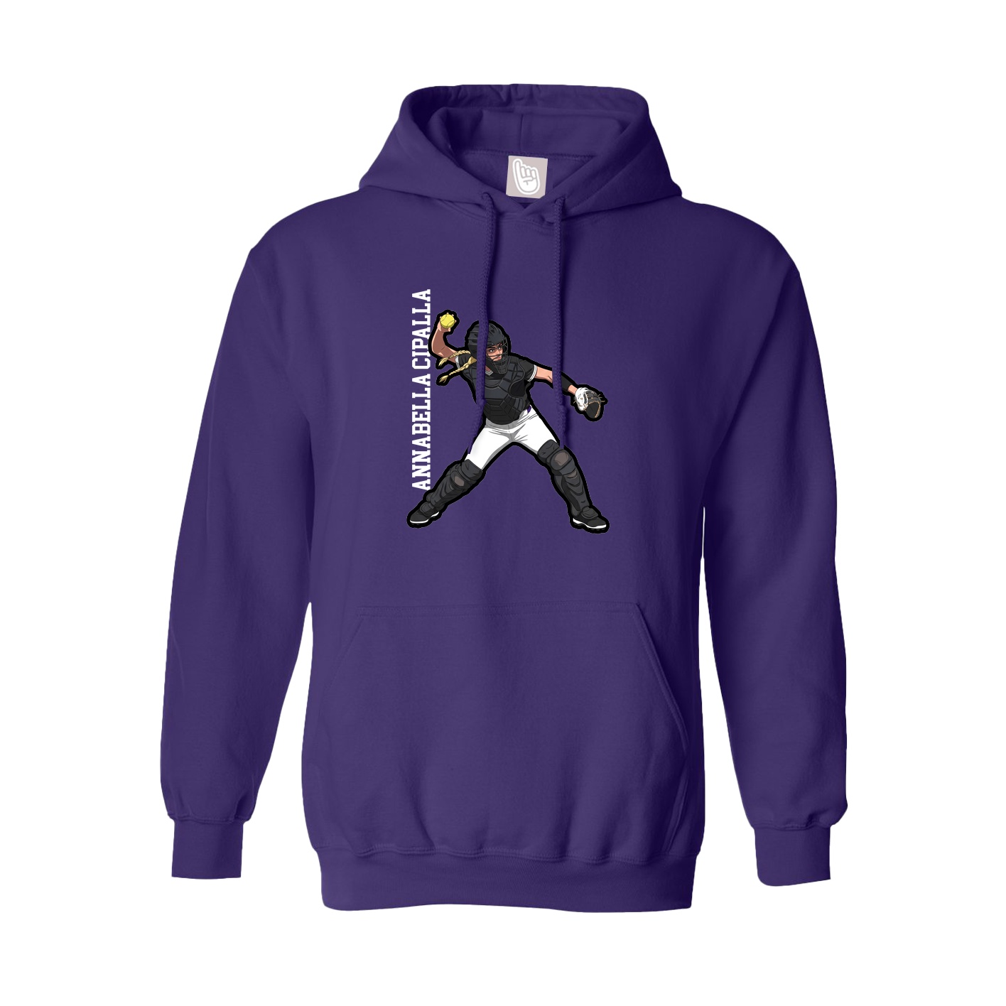 Youth Hoodie — Name Vertical in Purple