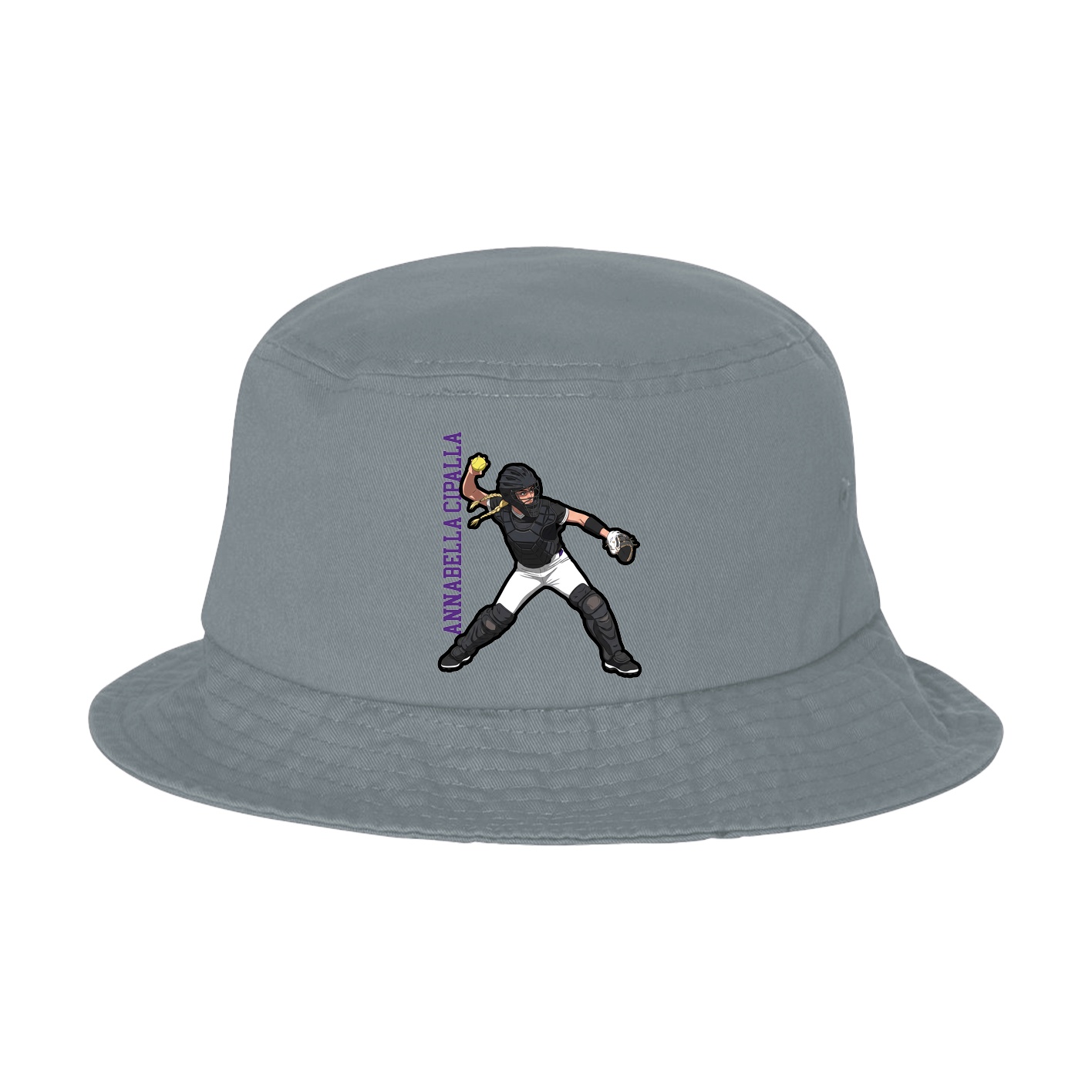 Bucket Cap — Name Vertical in Grey