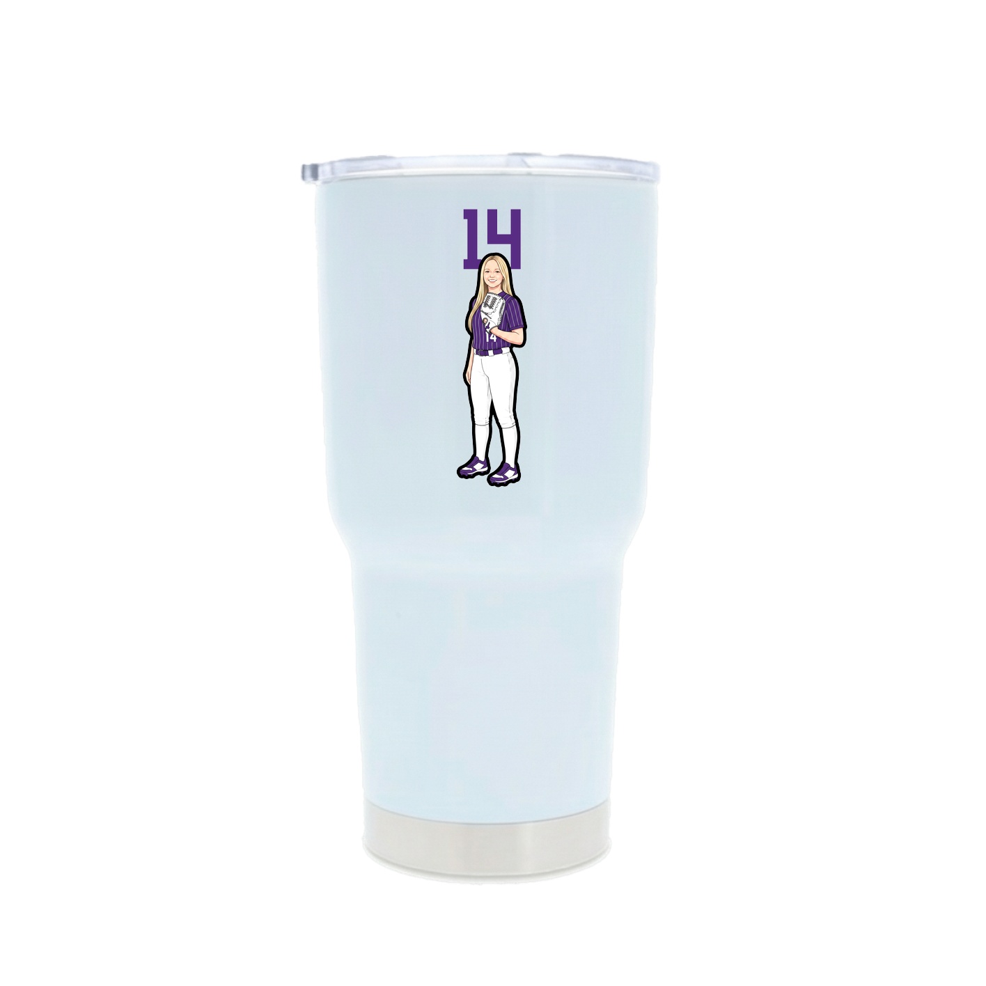 30oz Stainless Steel Tumbler — Number Top in White