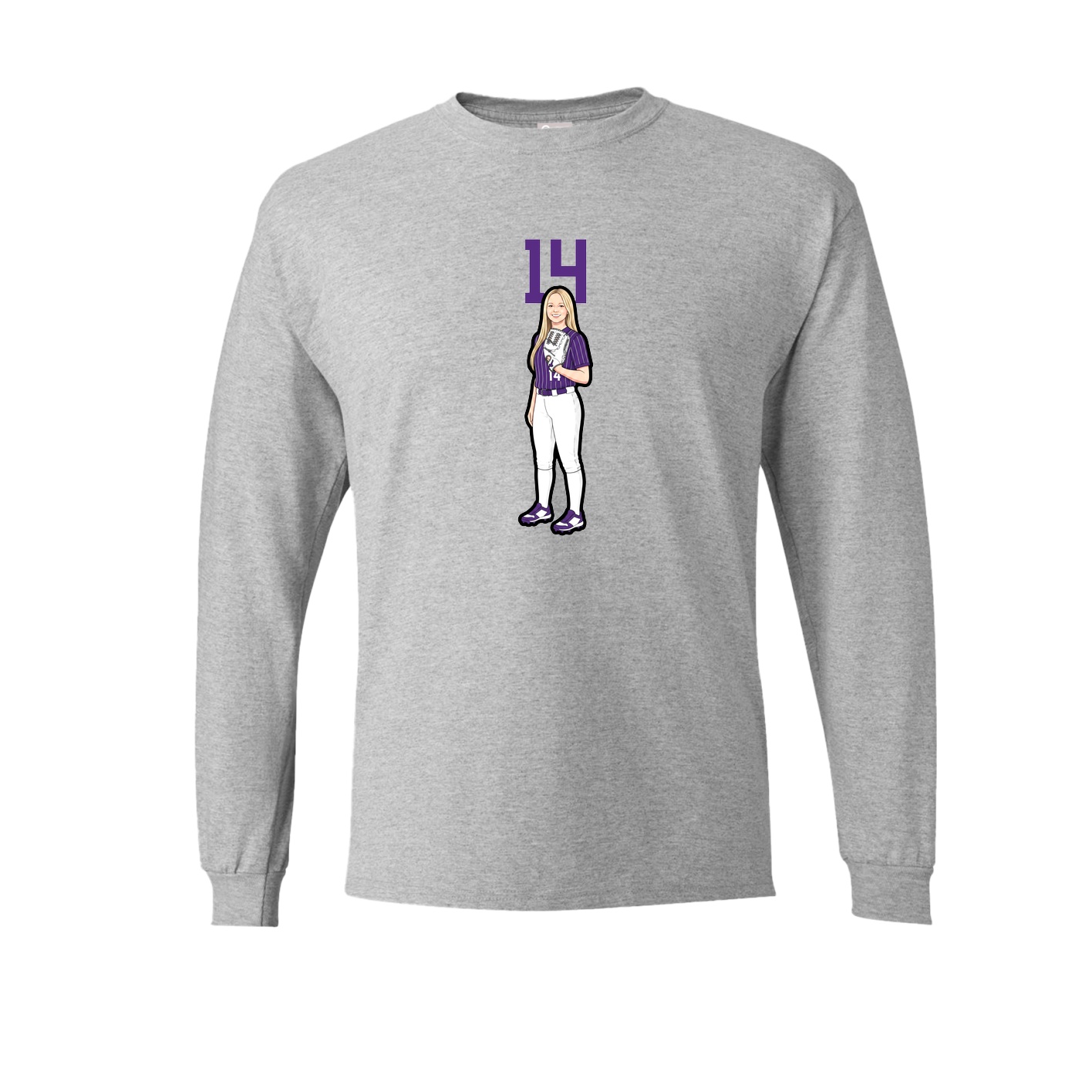Long Sleeve Tee — Number Top in Grey