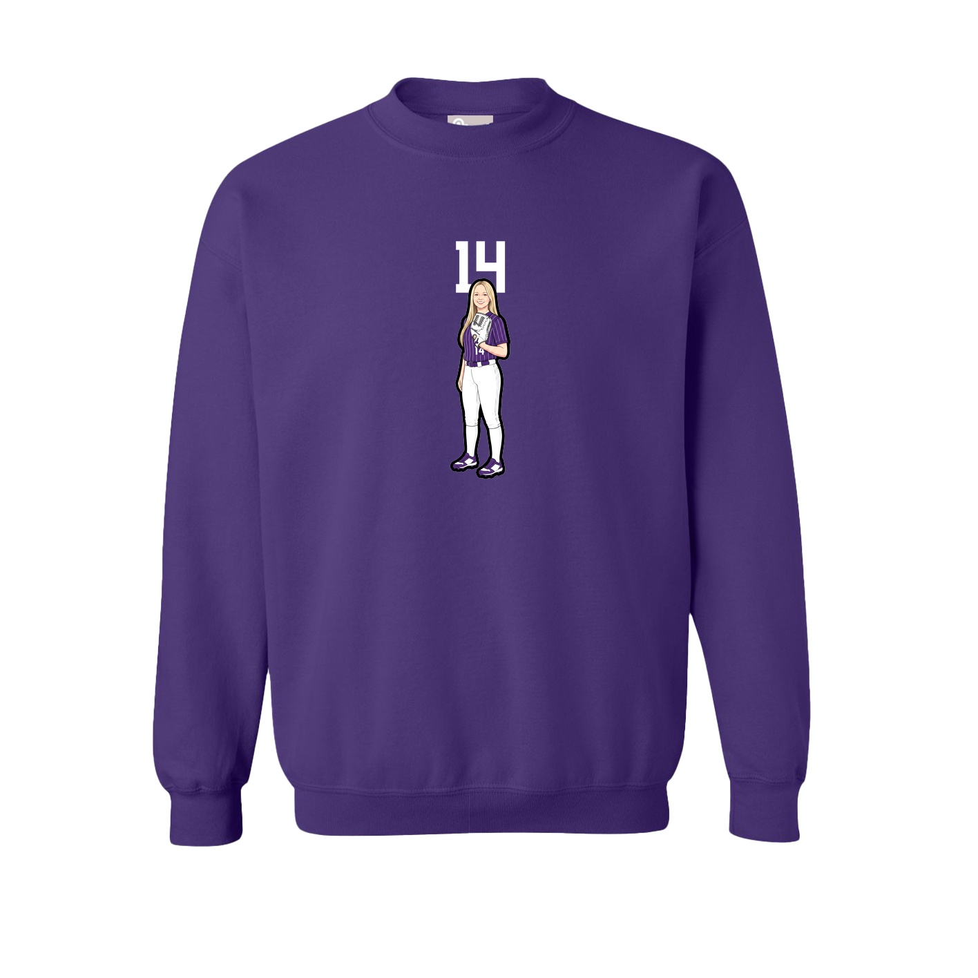 Fleece Crew — Number Top in Purple