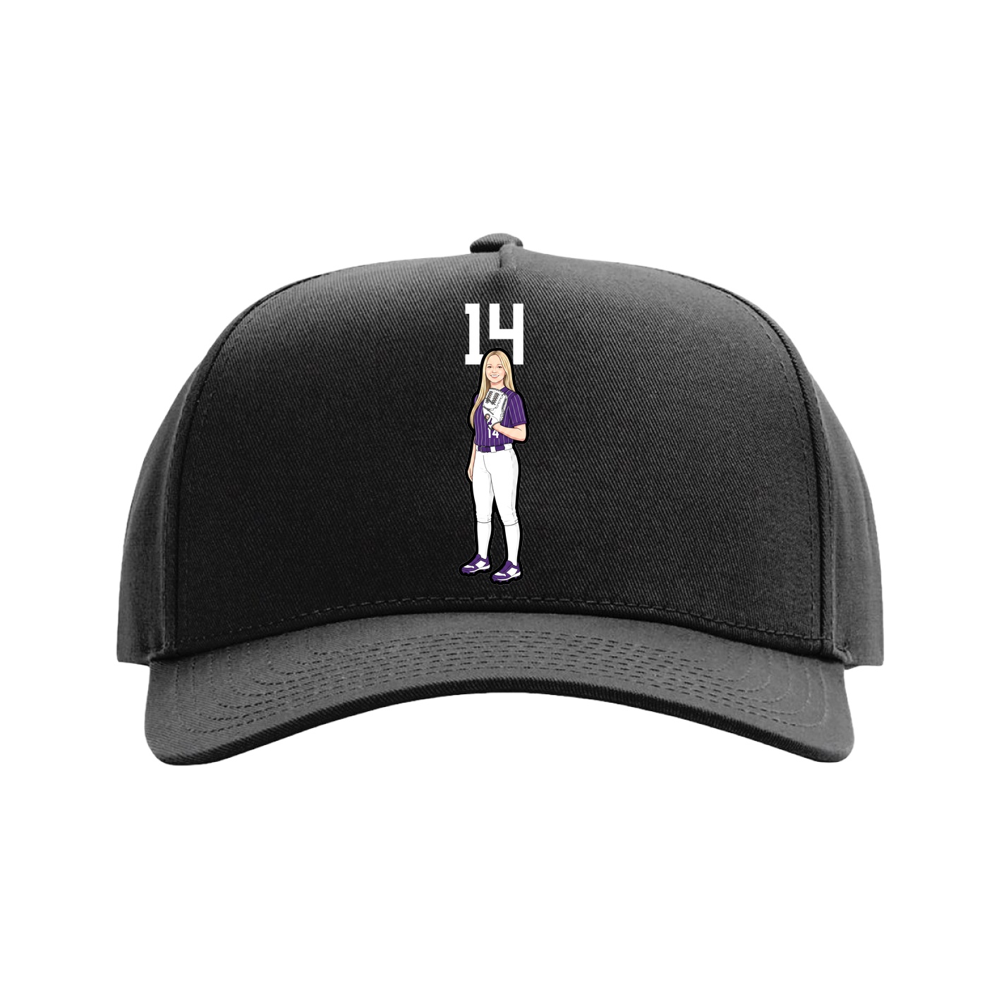 Full Fabric Five-Panel Champ Cap — Number Top in Black