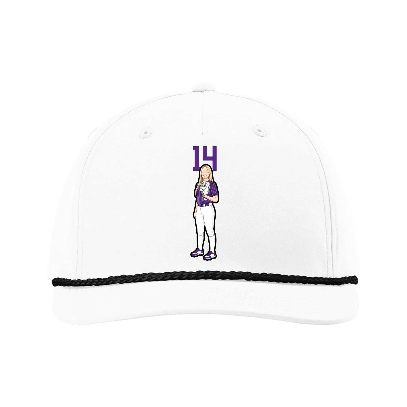 Five-Panel Classic Rope Cap — Number Top in White