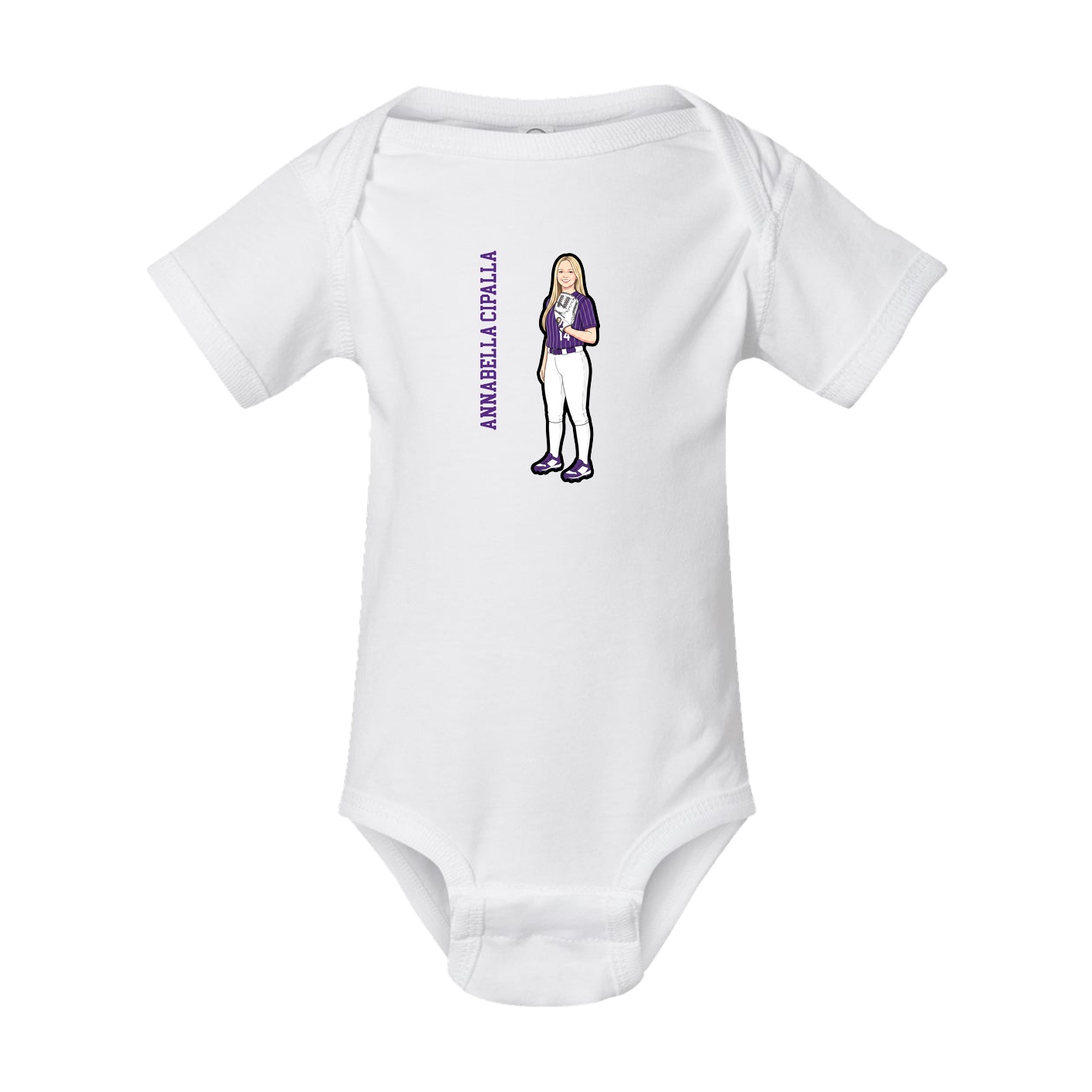 Baby Onesie — Name Vertical in White