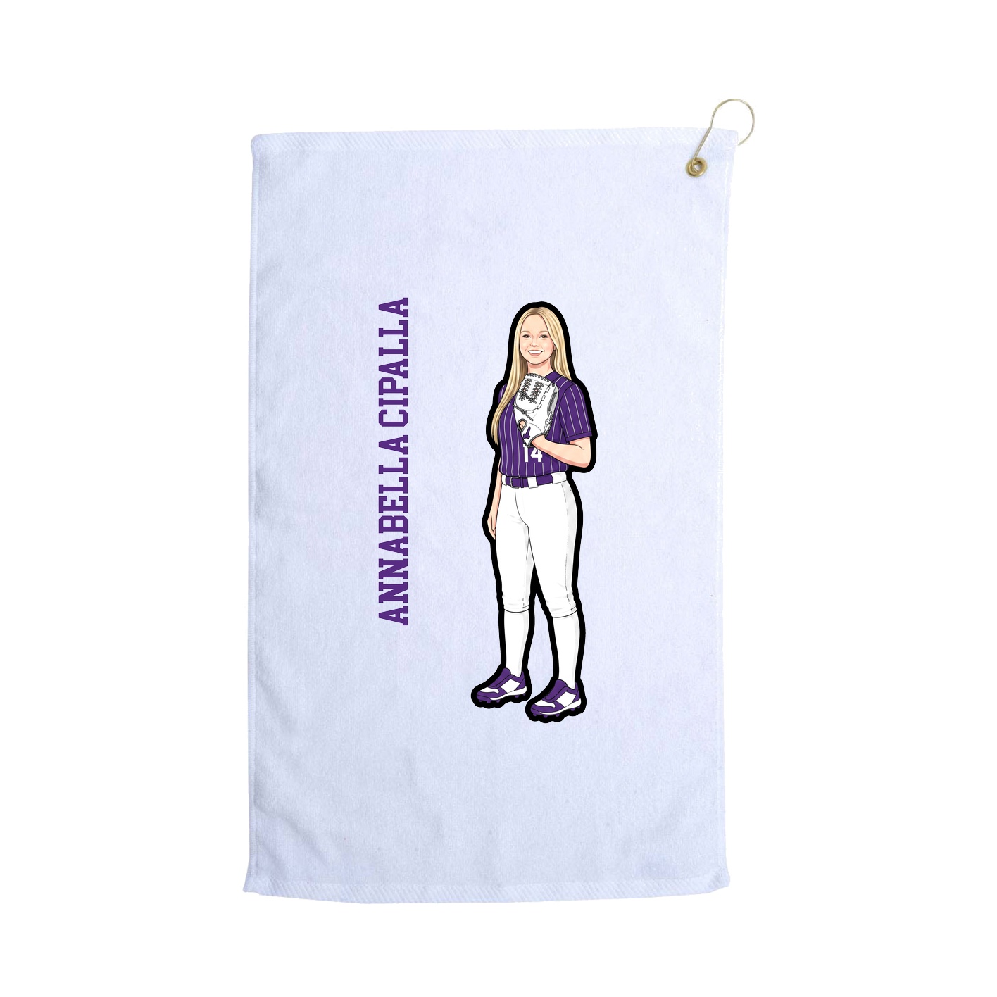 Golf Towel — Name Vertical in White