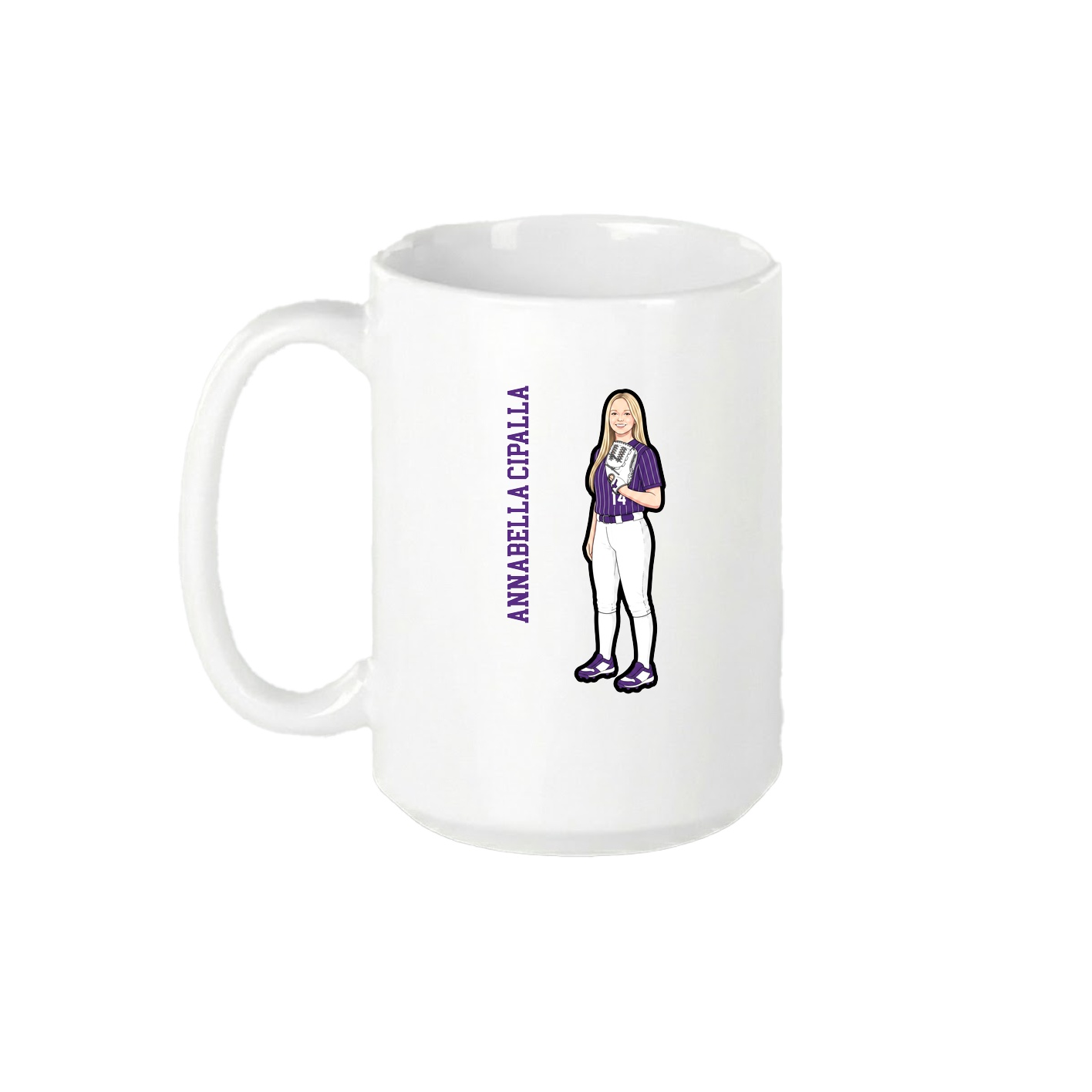 15oz Coffee Mug — Name Vertical in White