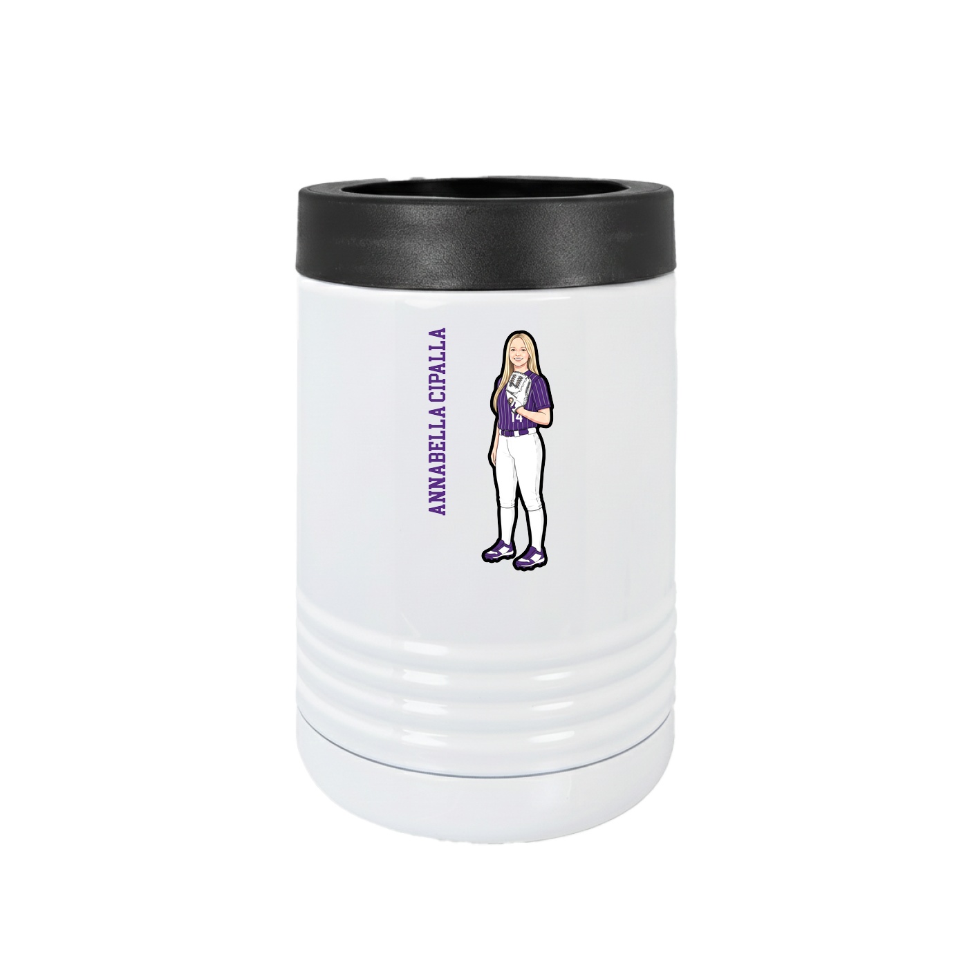 Beverage Holder — Name Vertical in White