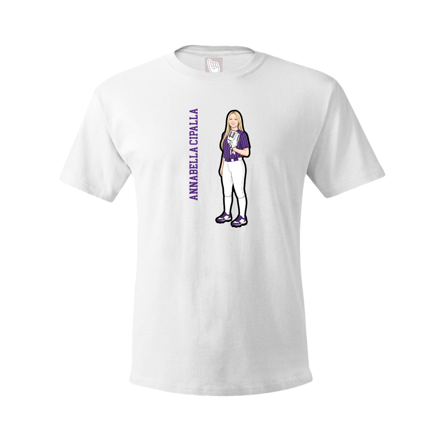 Tee — Name Vertical in White