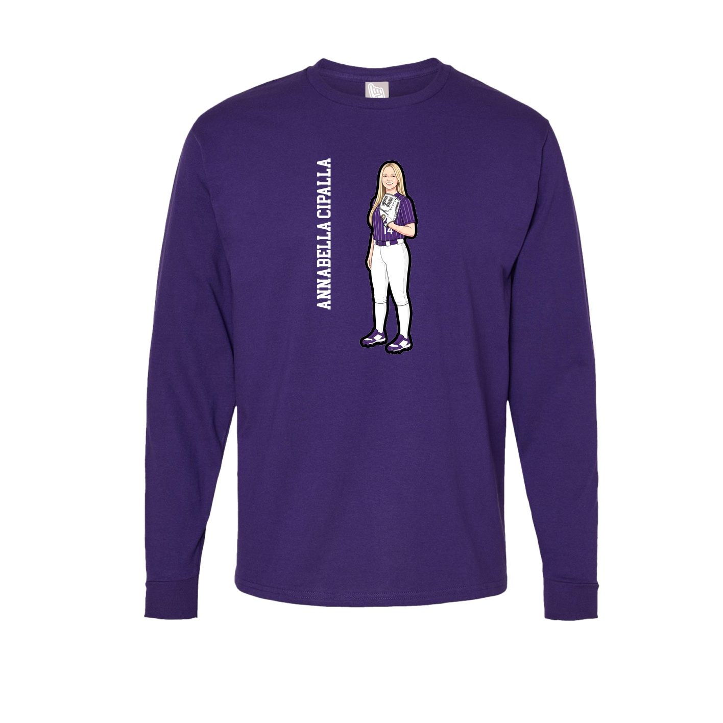 Long Sleeve Tee — Name Vertical in Purple