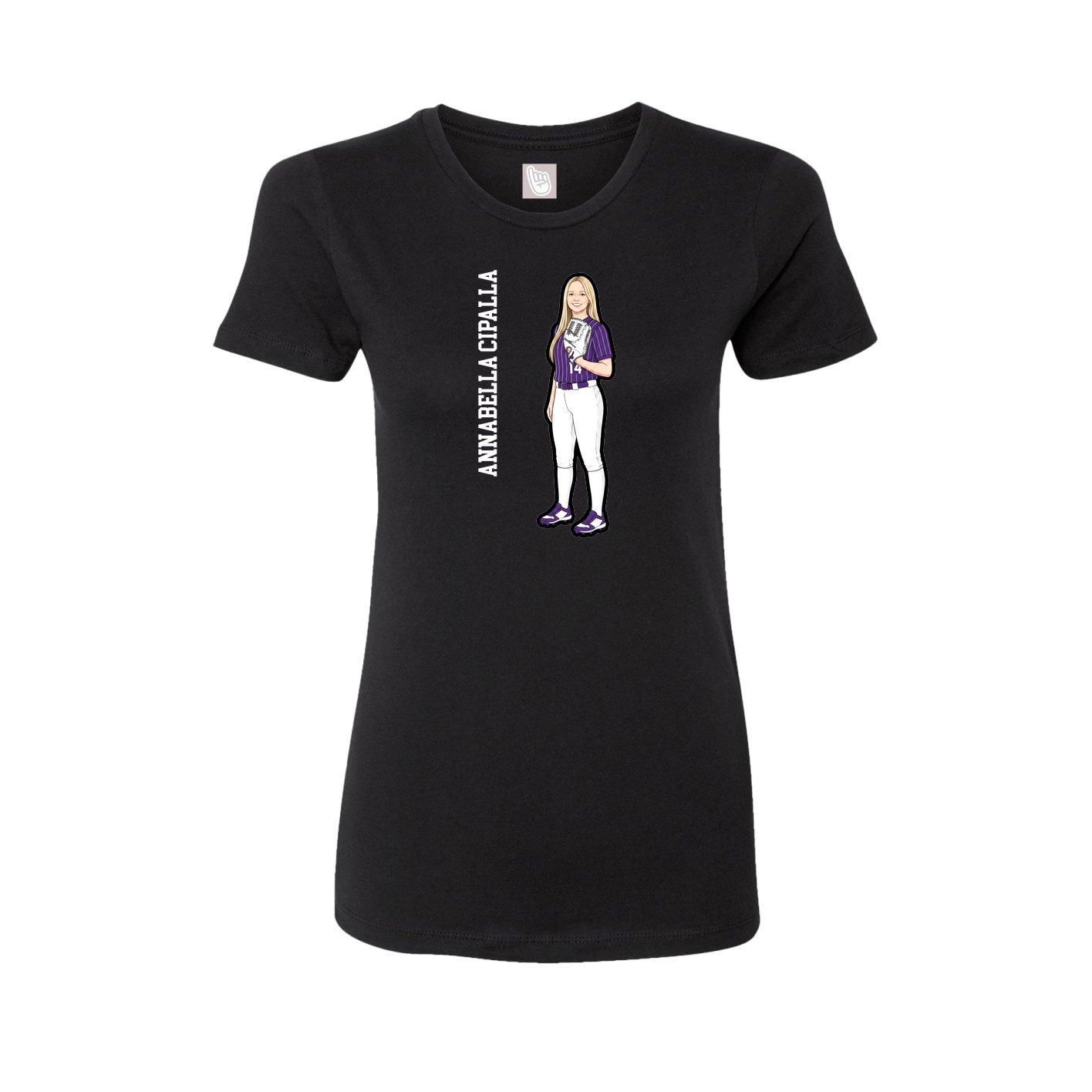 Womens Tee — Name Vertical in Black