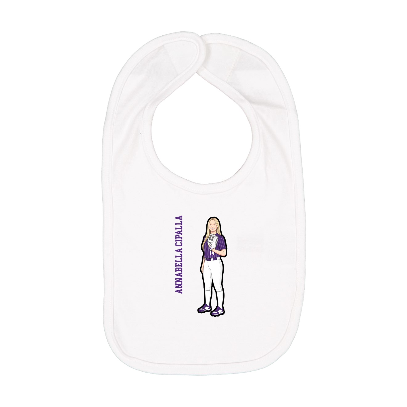 Infant Bib — Name Vertical in White