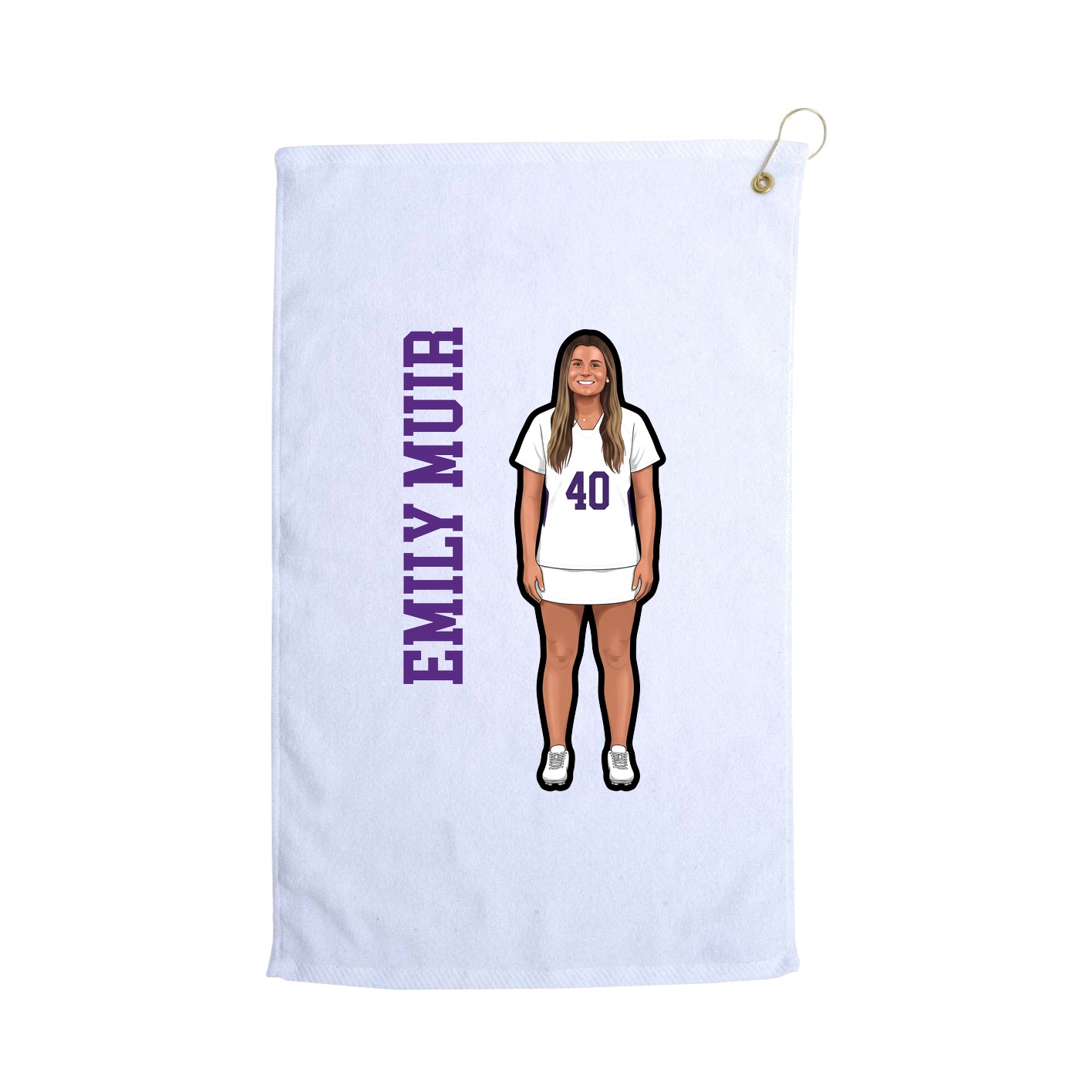 Golf Towel — Name Vertical in White