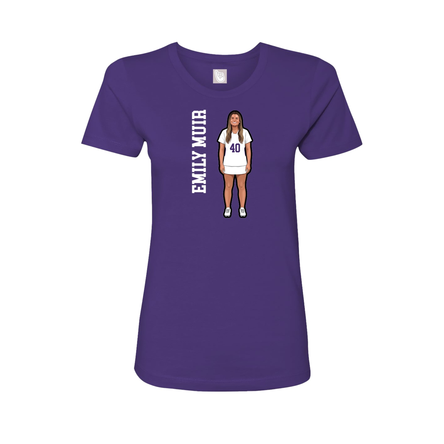 Womens Tee — Name Vertical in Purple