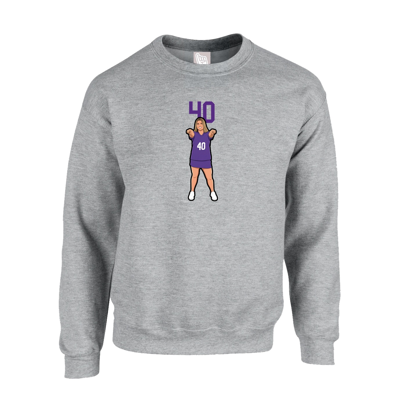 Fleece Crew — Number Top in Grey