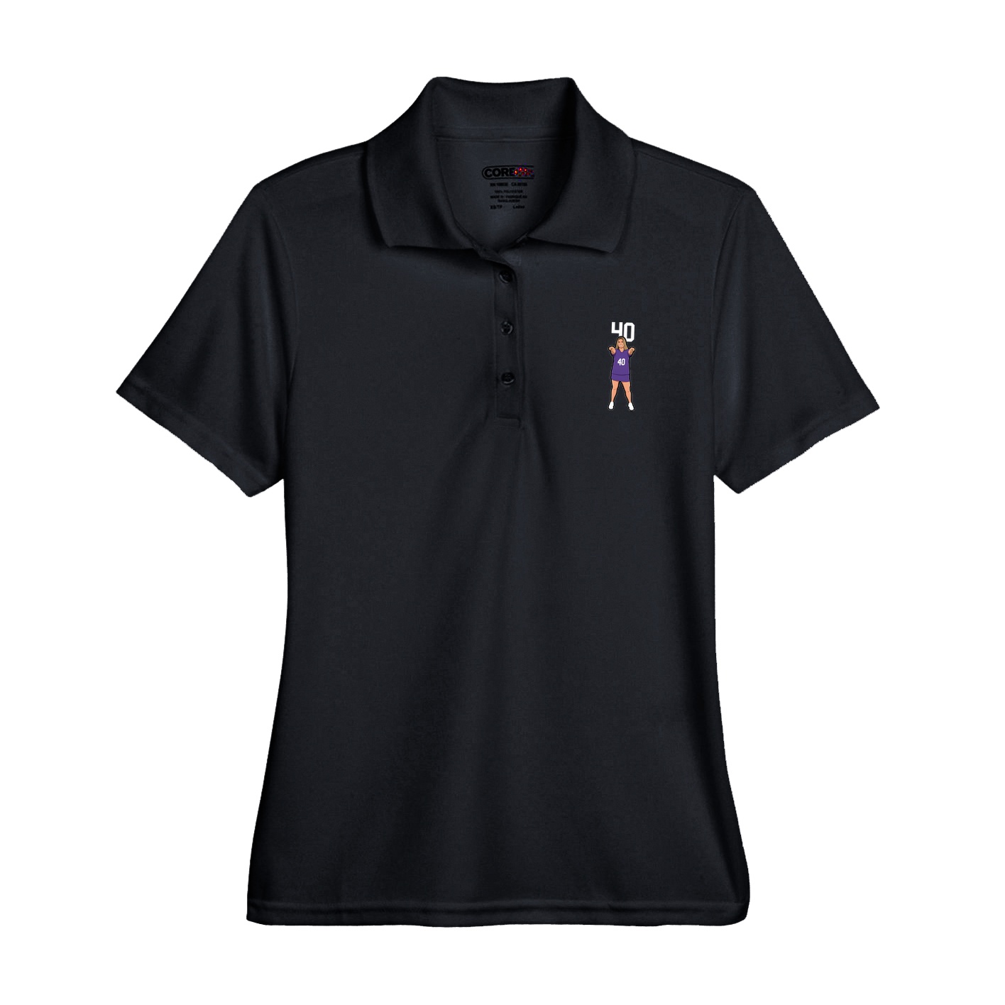Womens Performance Polo — Number Top in Black