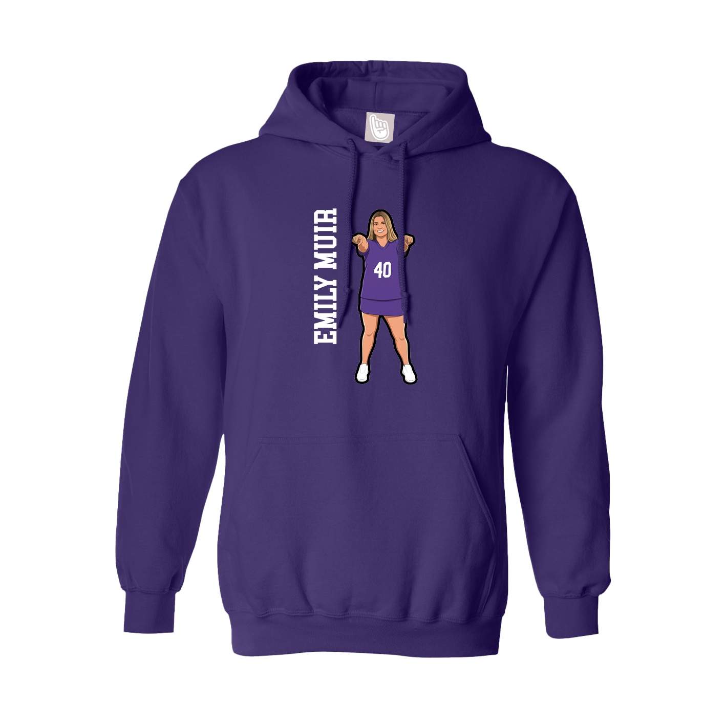 Youth Hoodie — Name Vertical in Purple