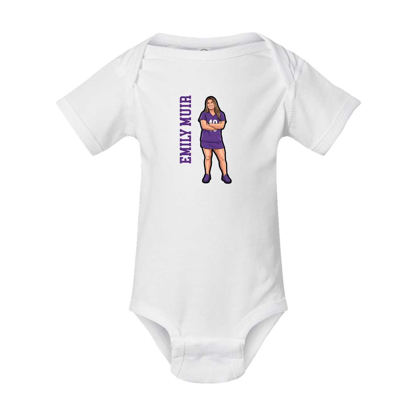 Baby Onesie — Name Vertical in White