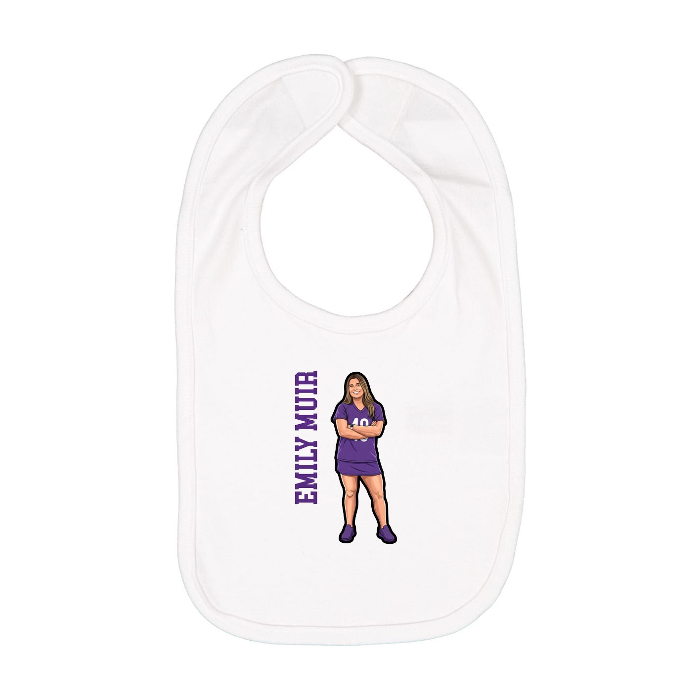 Infant Bib — Name Vertical in White