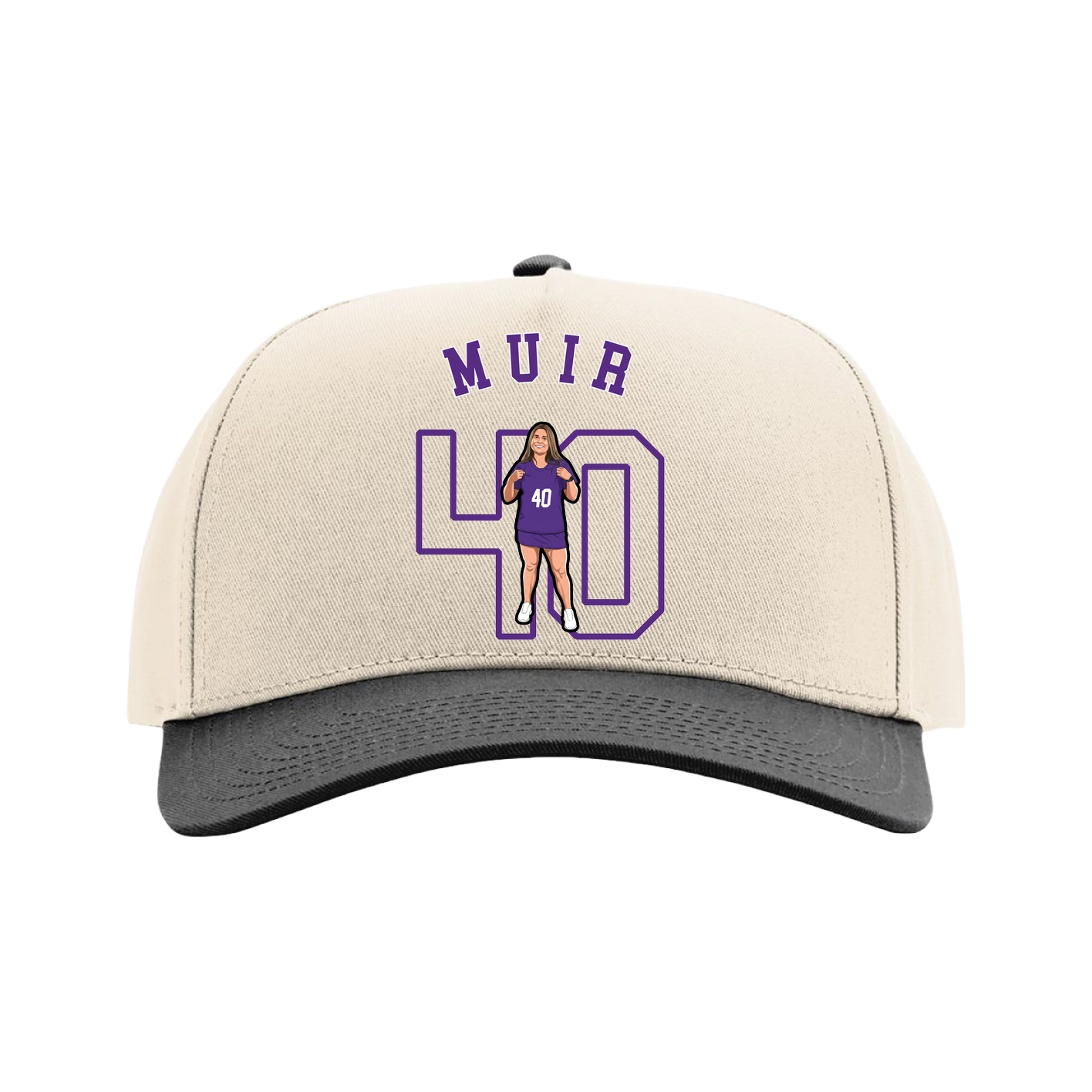 Full Fabric Five-Panel Champ Cap — Shirsey Arch in Cream/Black