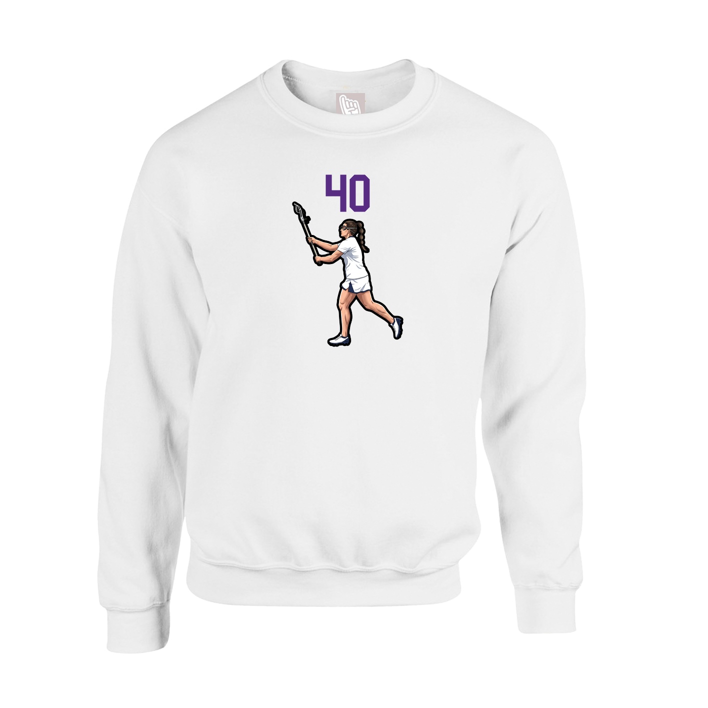 Fleece Crew — Number Top in White