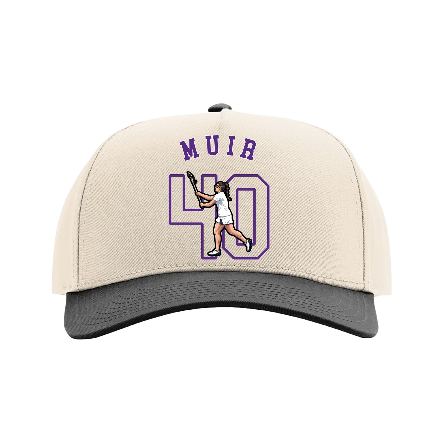 Full Fabric Five-Panel Champ Cap — Shirsey Arch in Cream/Black