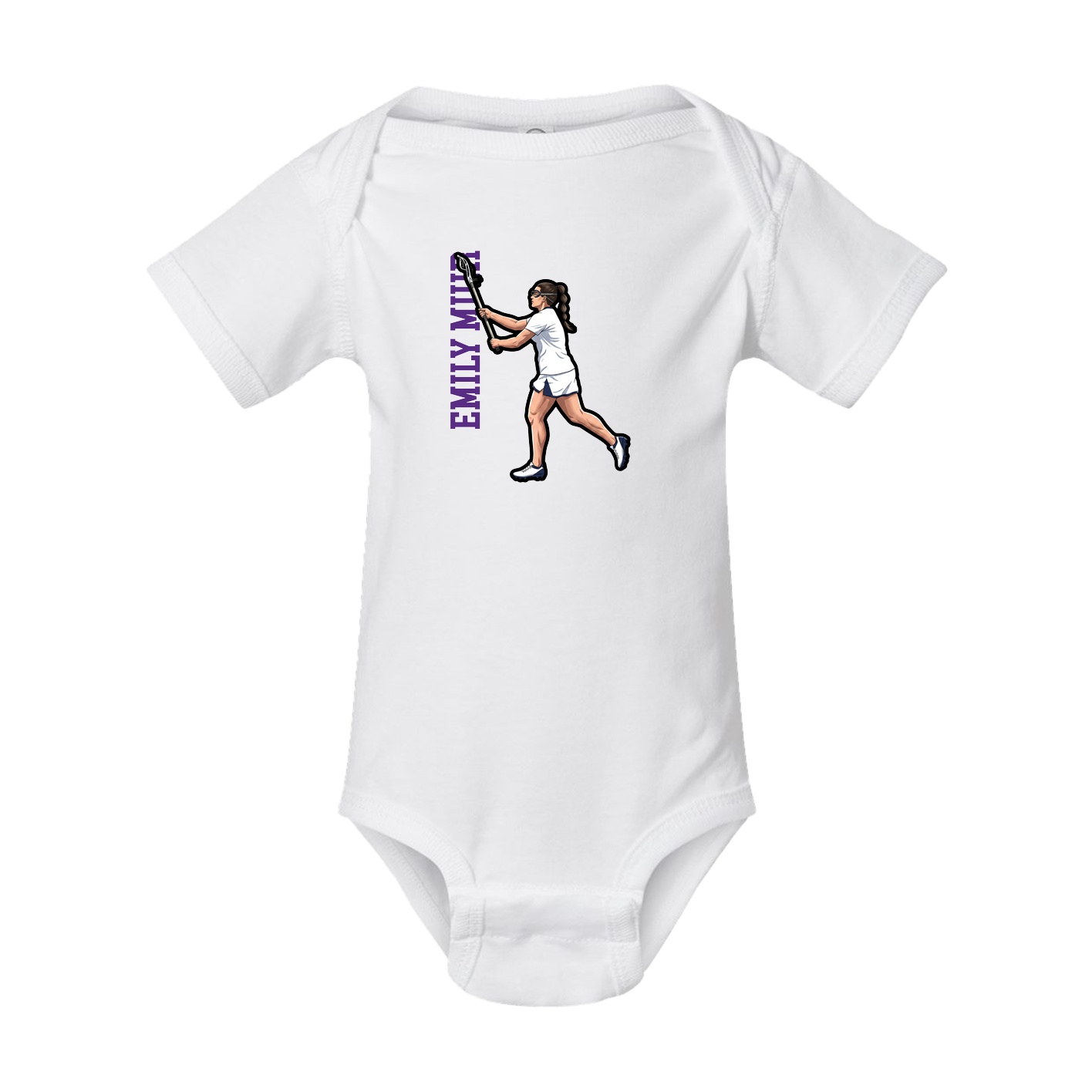 Baby Onesie — Name Vertical in White