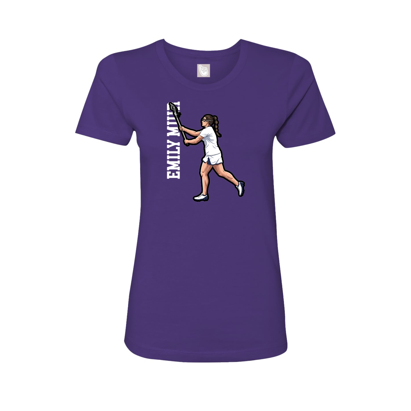 Womens Tee — Name Vertical in Purple
