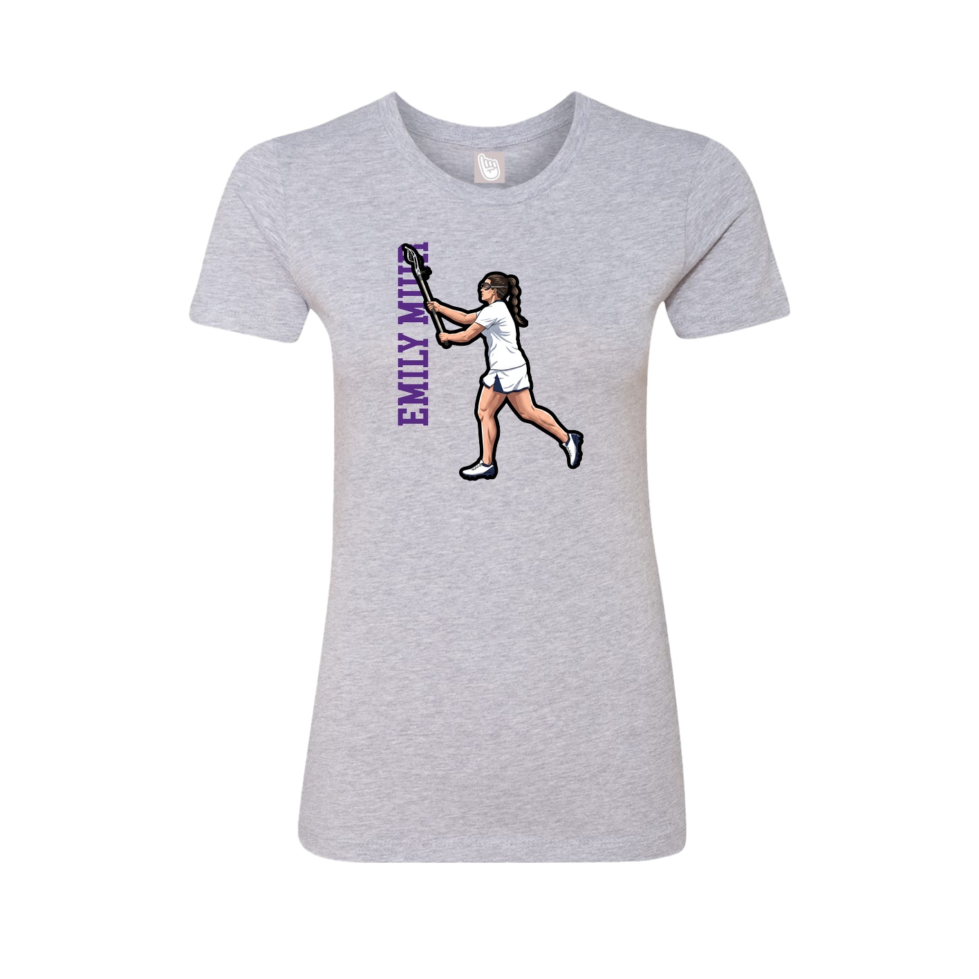 Fitted Women's Tee — Name Vertical in Grey